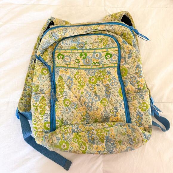 Vera Bradley Handbags - Vera Bradley Floral Laptop Backpack Blue Green Quilted School Travel Bag